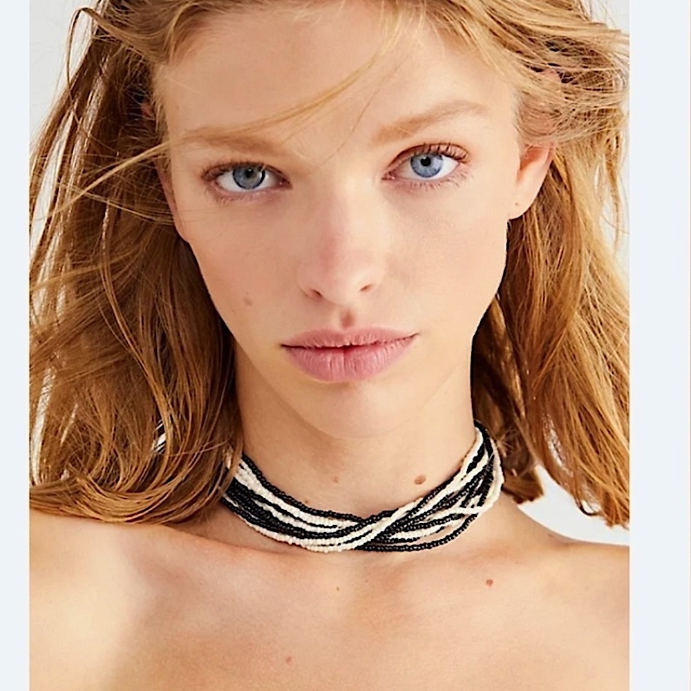 Free People Santa Rosa Beaded Choker in Black Multi. NWT